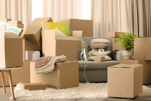 Boxes and furniture measured by cubic yards for a storage estimate