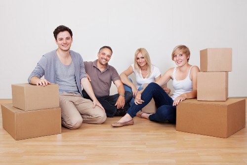 Packed moving boxes and fragile items ready for flat removals